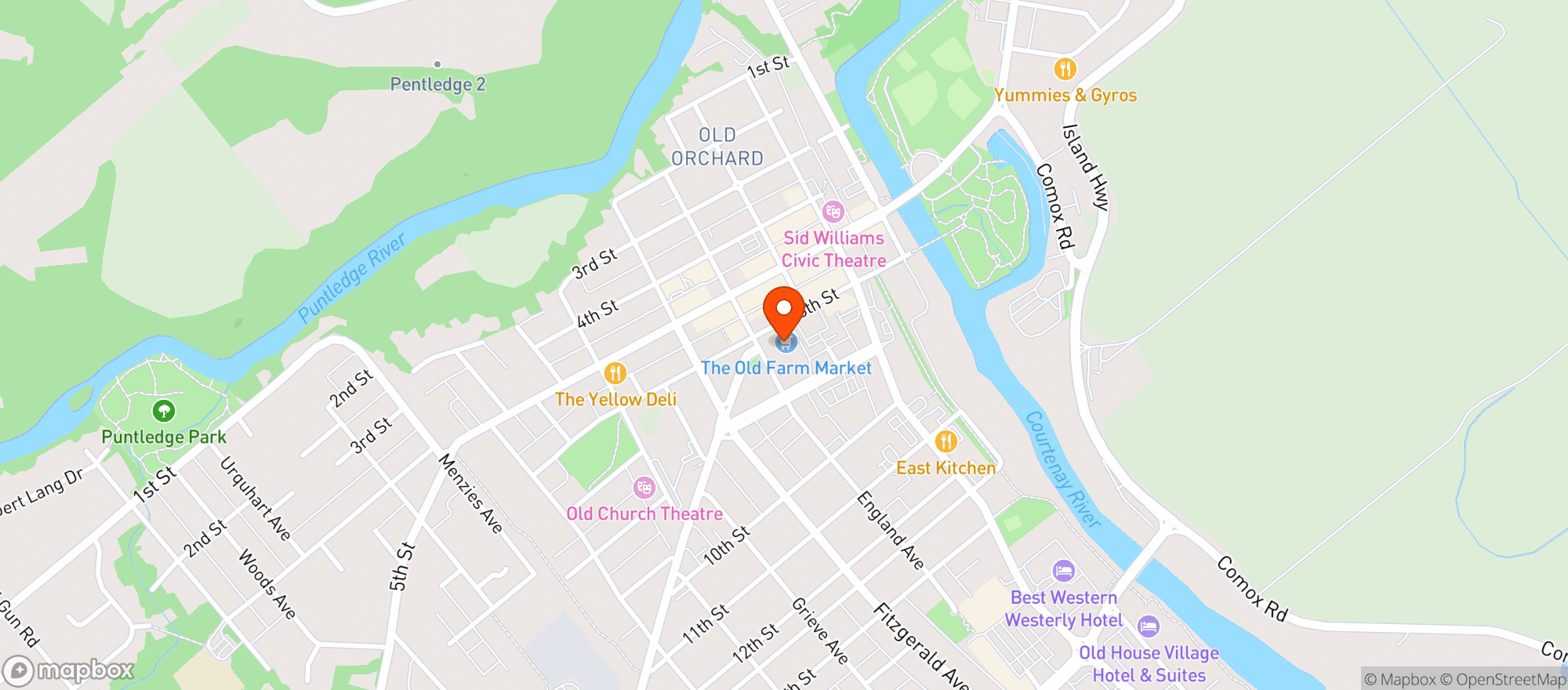 Map showing Old Farm Market (courtenay) Lt