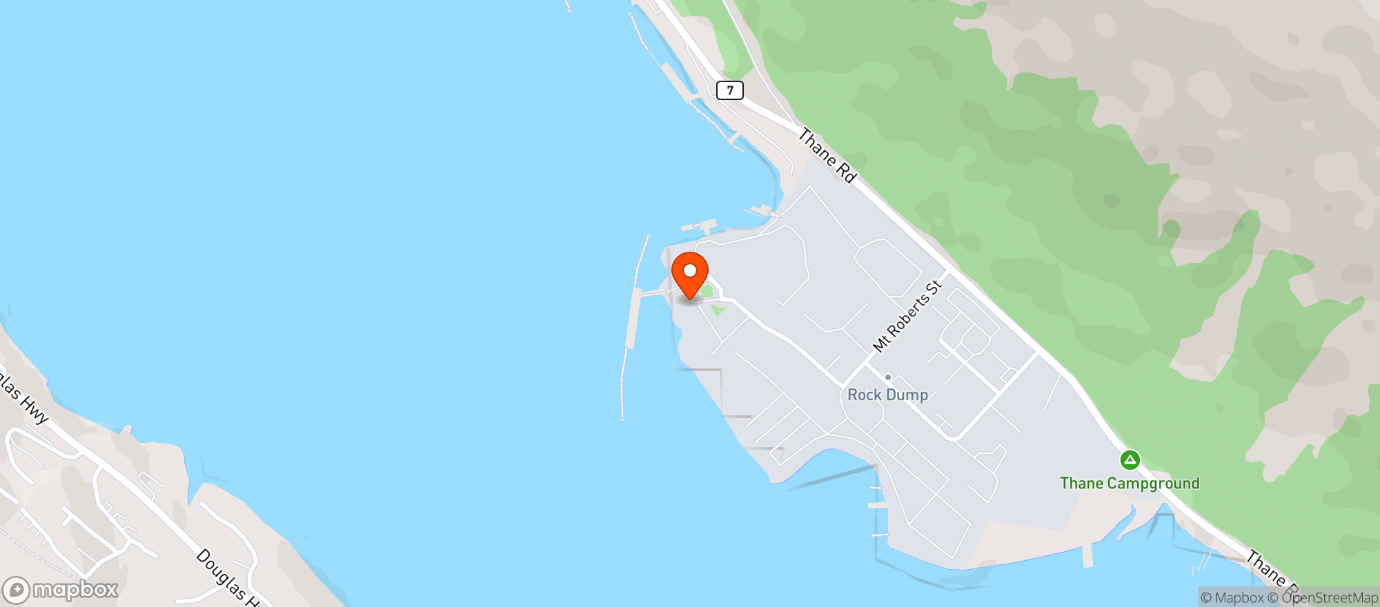 Map showing AJ Dock