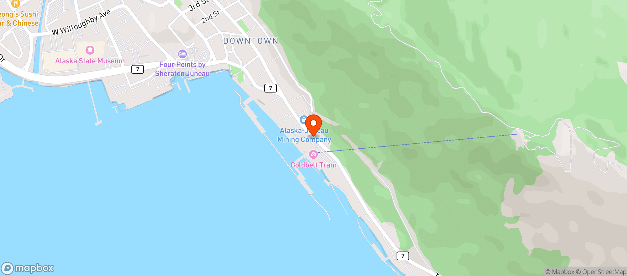 Map showing Timberline Bar & Grill