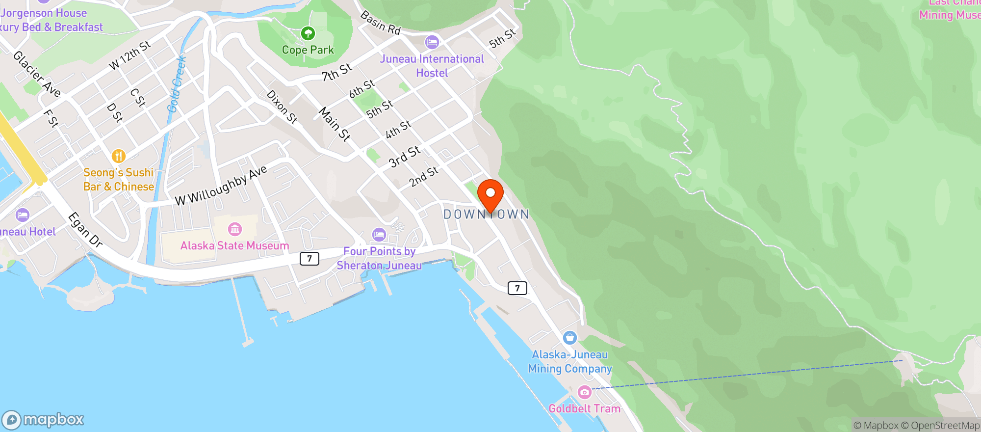 Map showing Alaskan Hotel