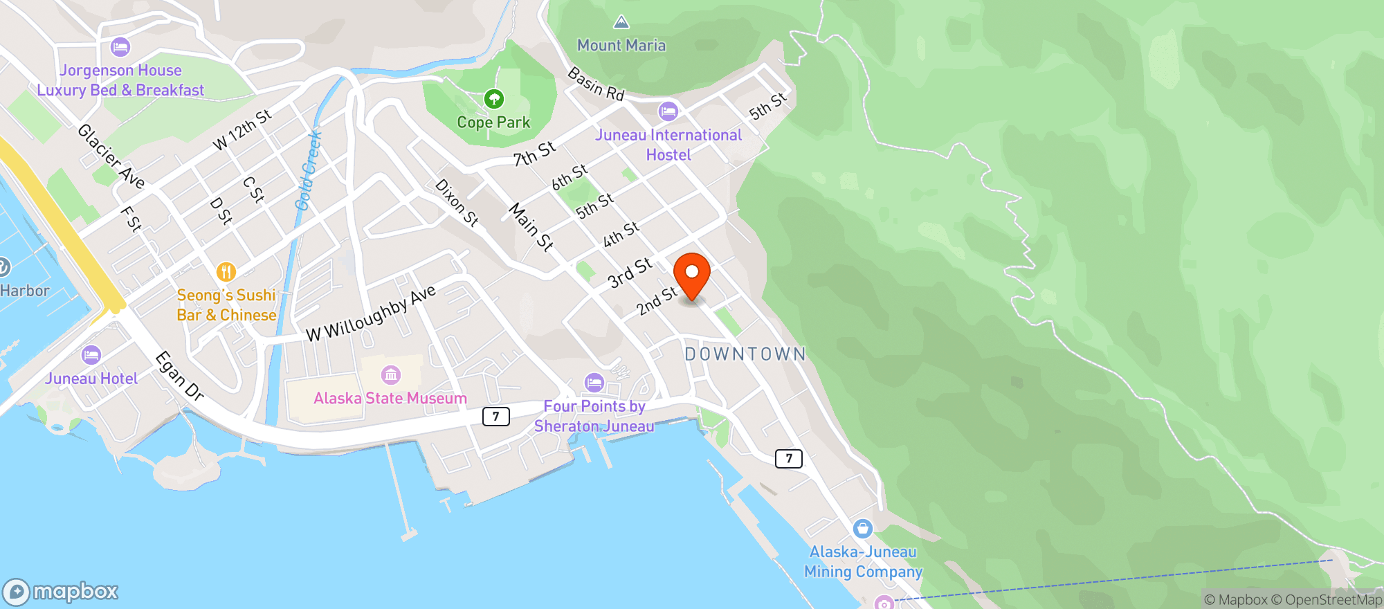 Map showing Alaska Cache Liquor