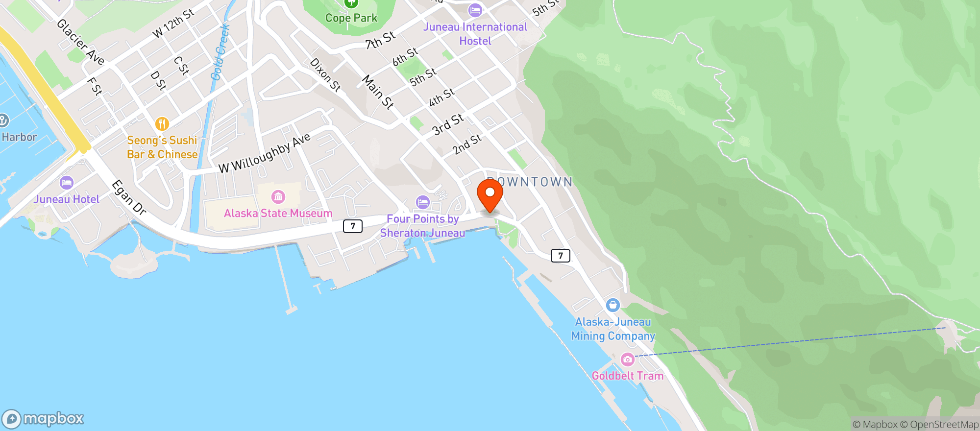 Map showing Flight Deck Juneau