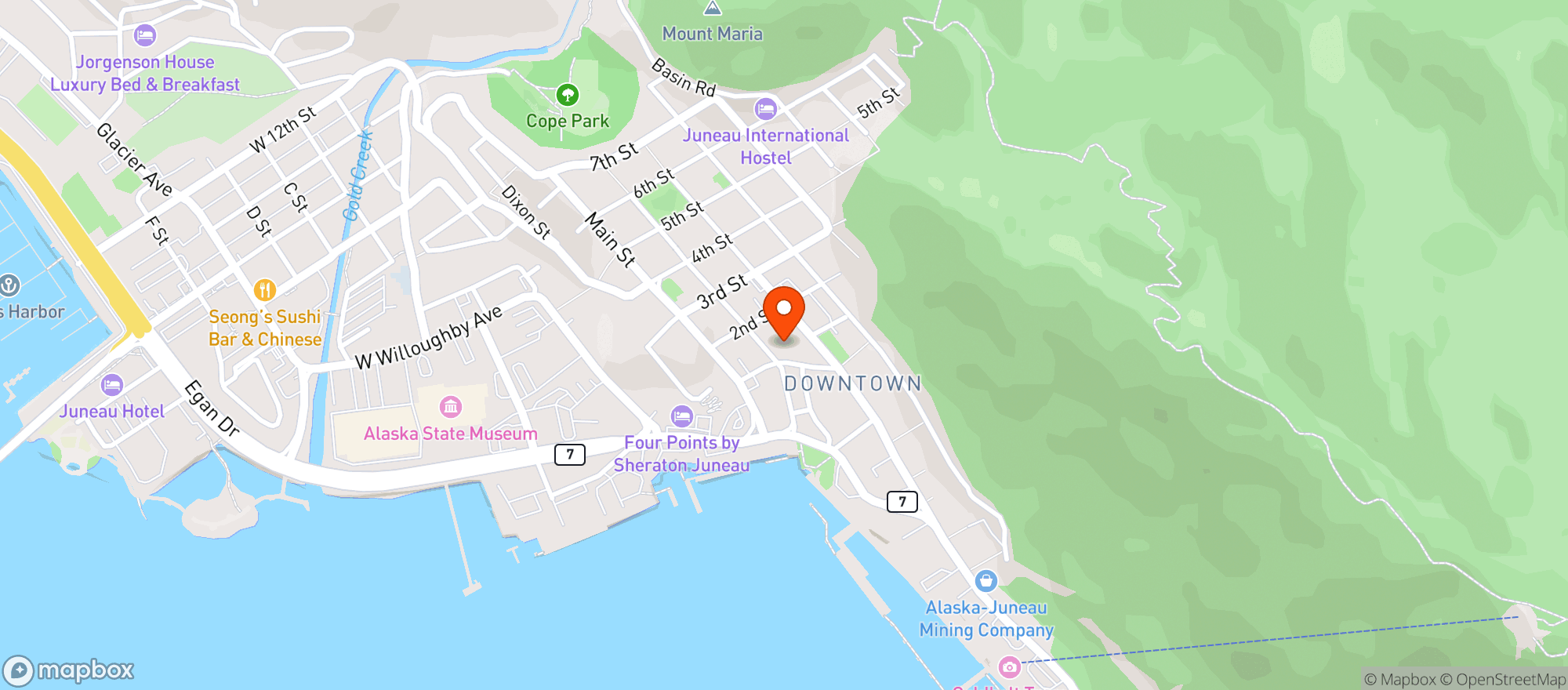 Map showing Crystal Saloon