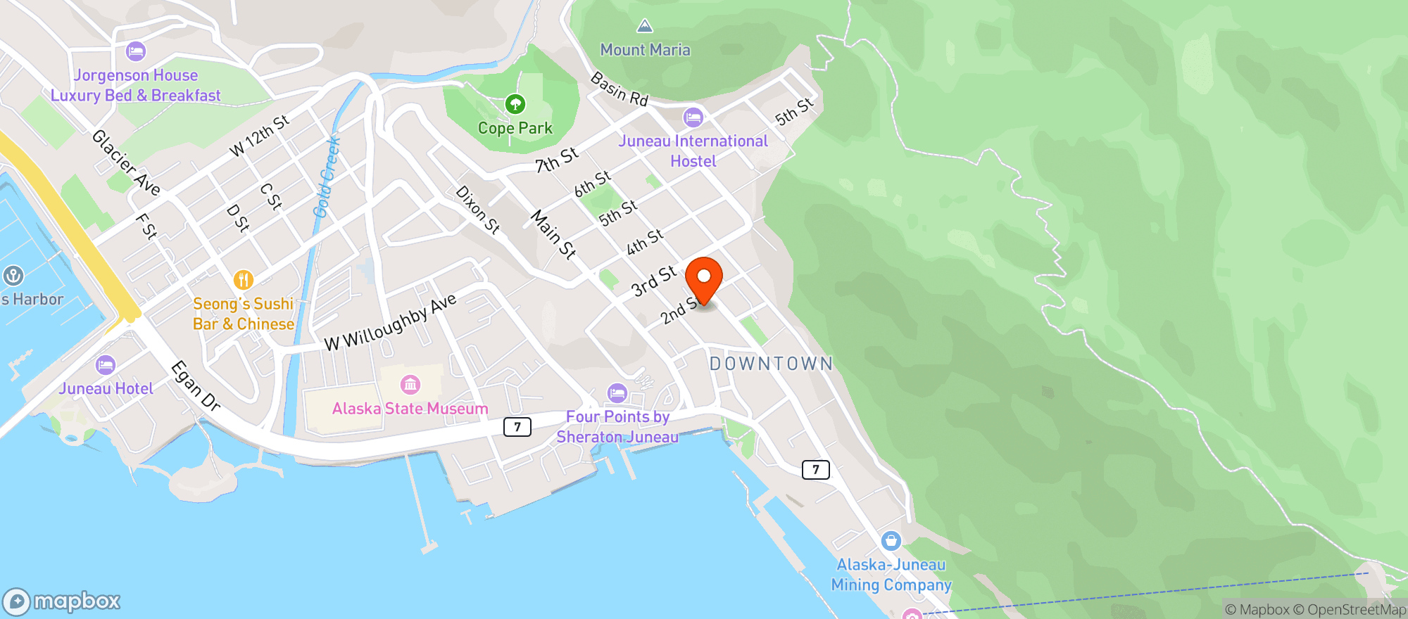 Map showing Amalga Distillery