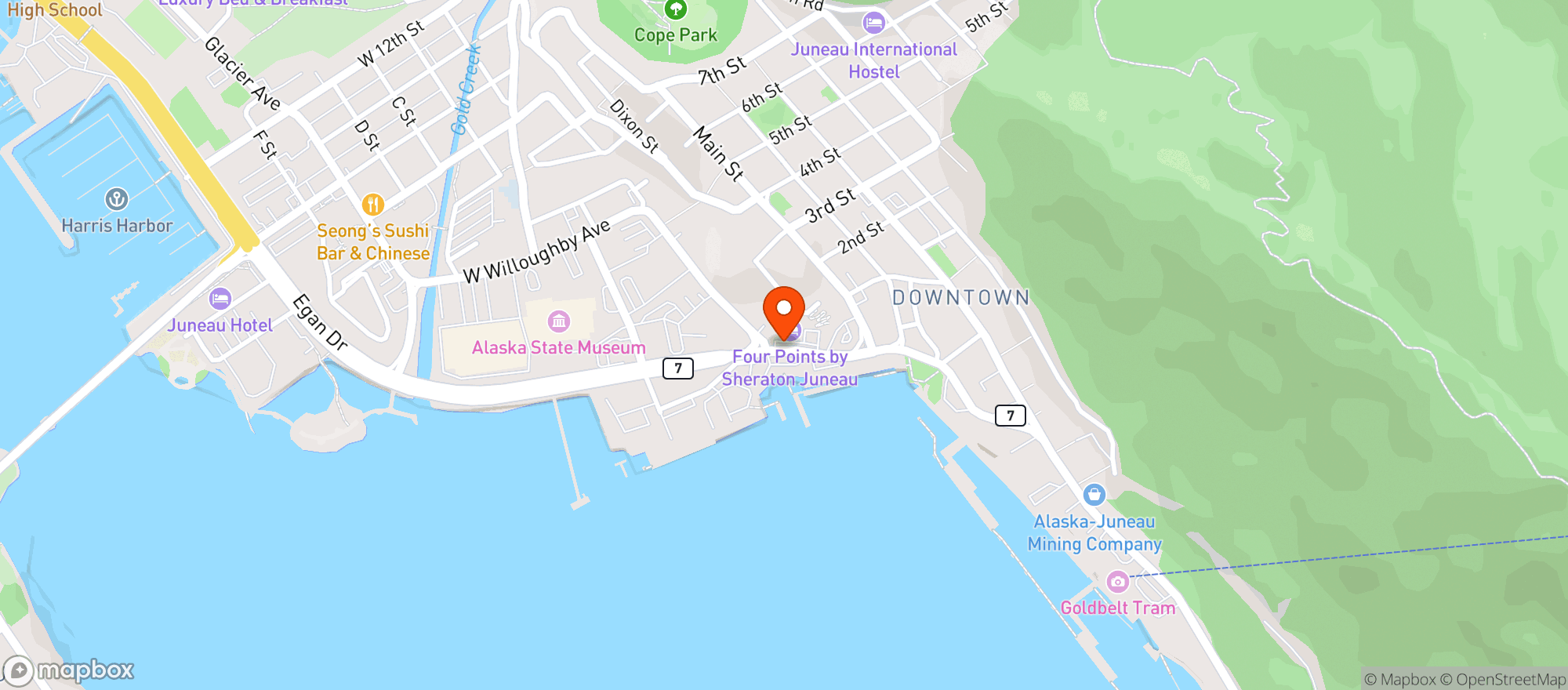 Map showing Mcgivneys Downtown Bar & Grill