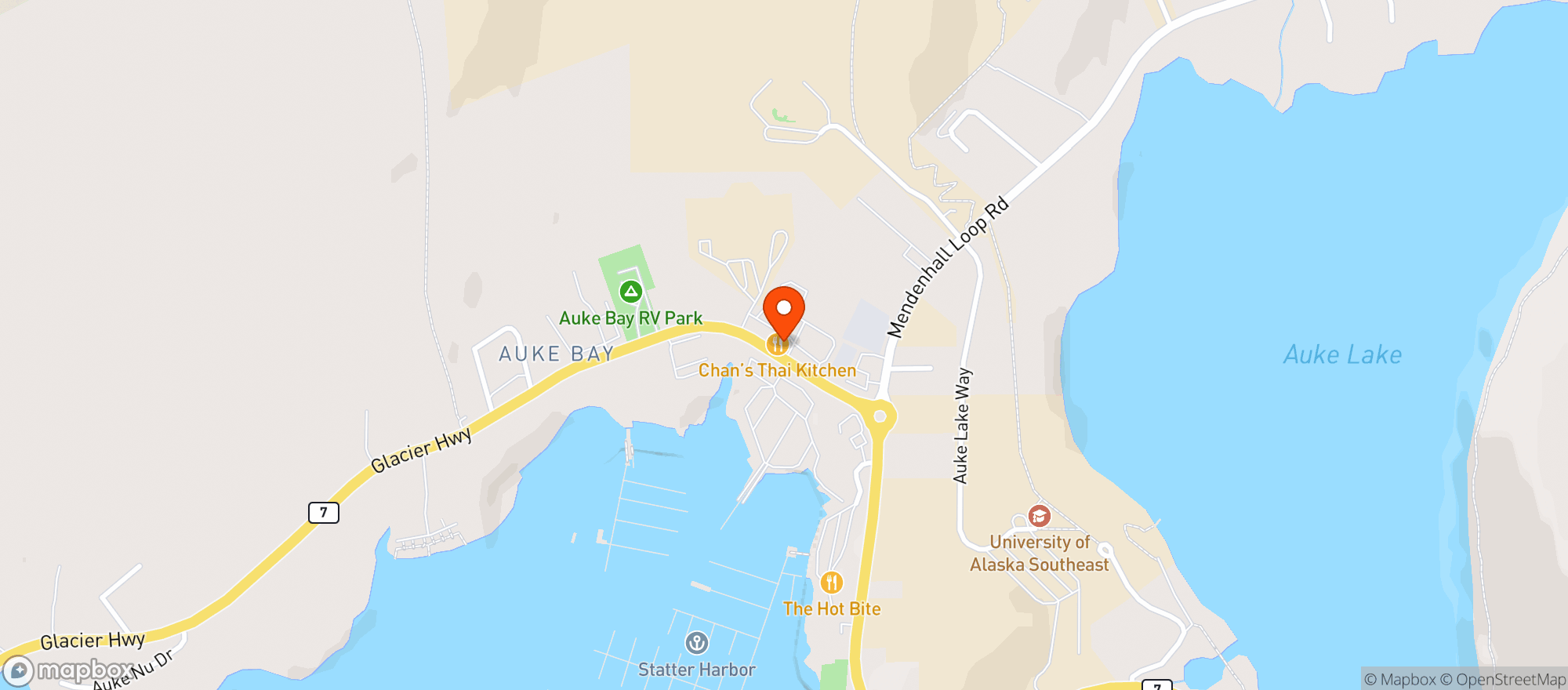 Map showing Squires Bar