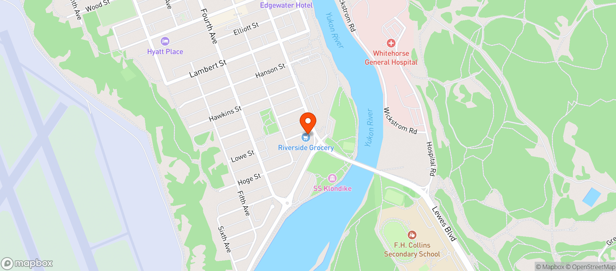 Map showing Riverside Grocery