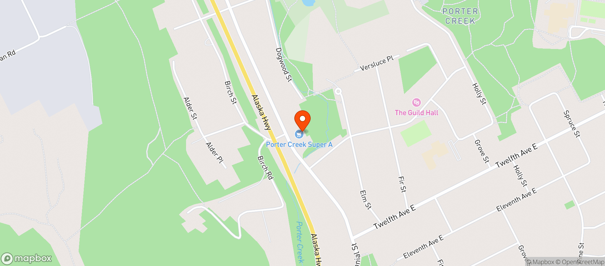 Map showing Porter Creek Super A