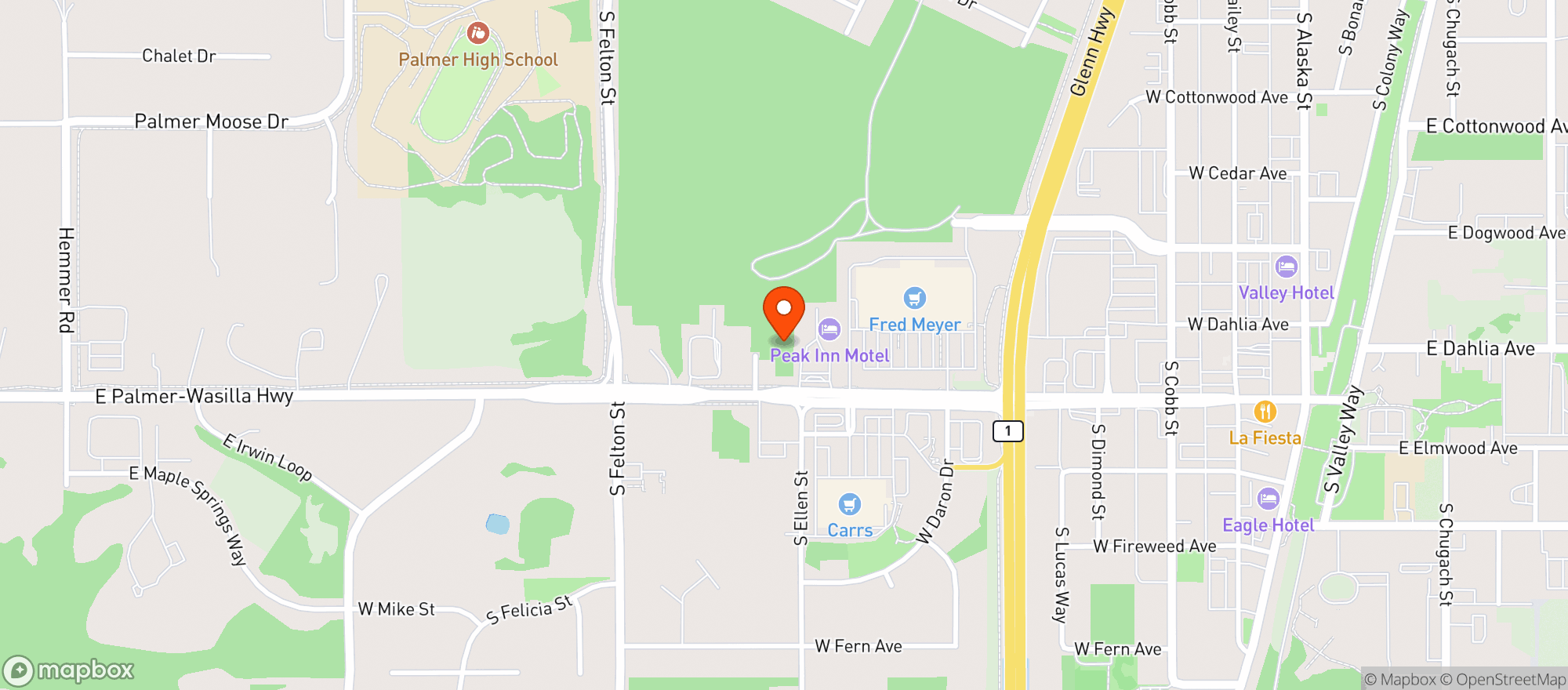 Map showing VALLEY COUNTRY STORE LIQUOR