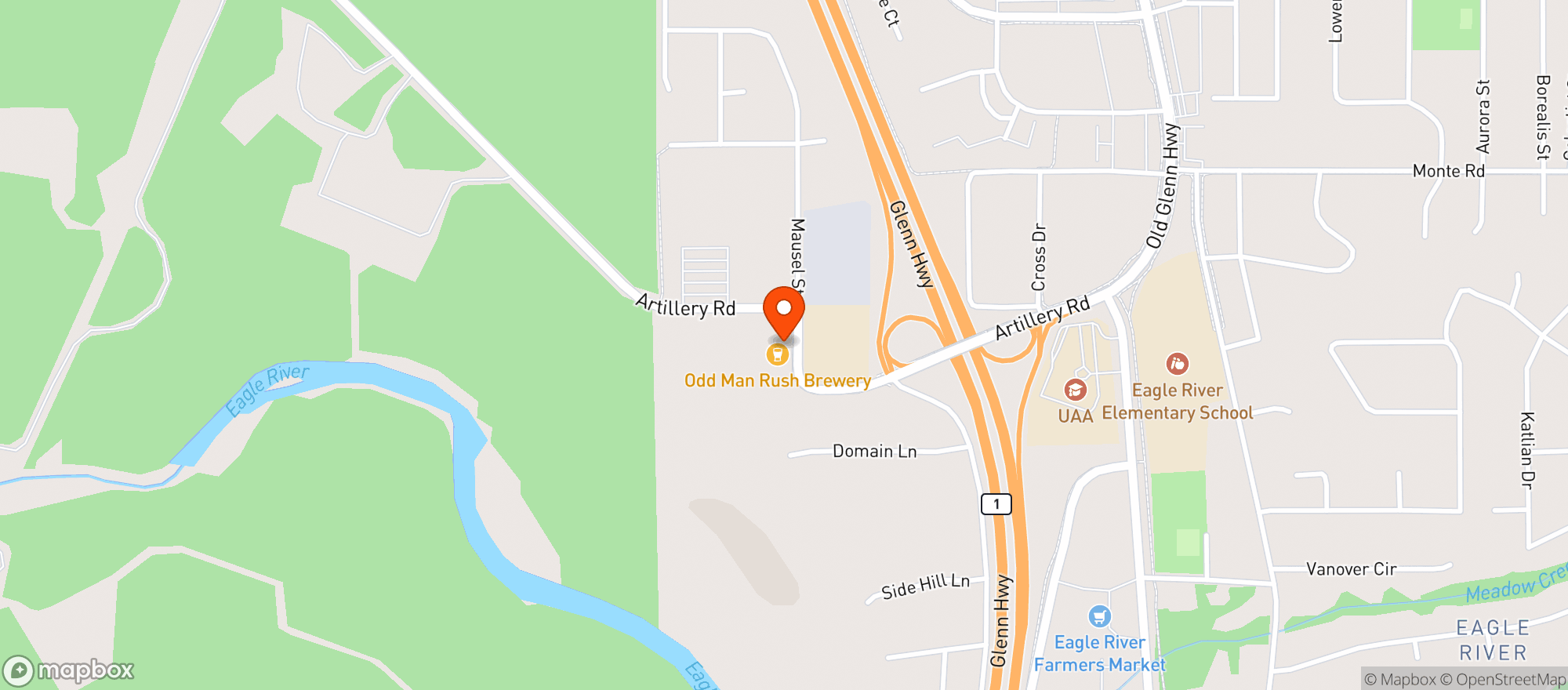 Map showing Odd Man Rush Brewing