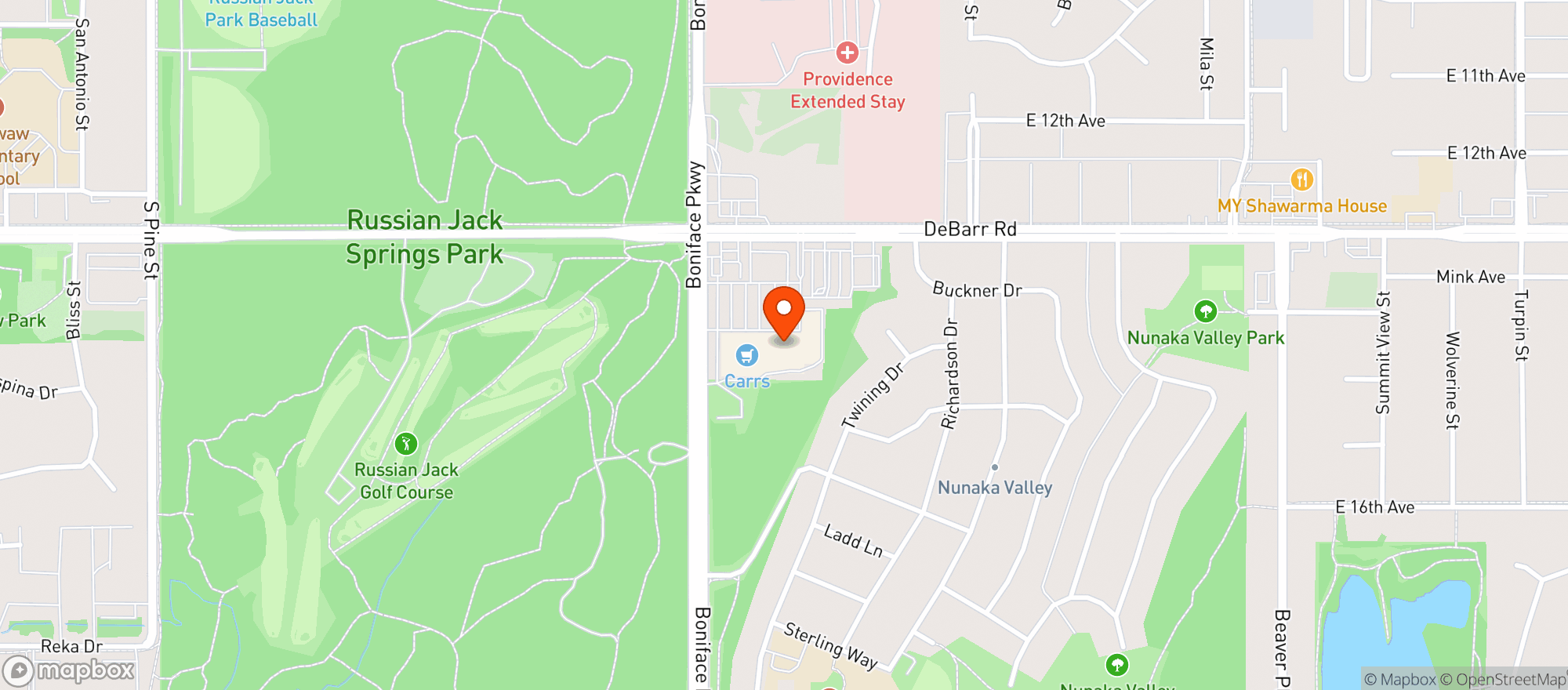 Map showing Carrs