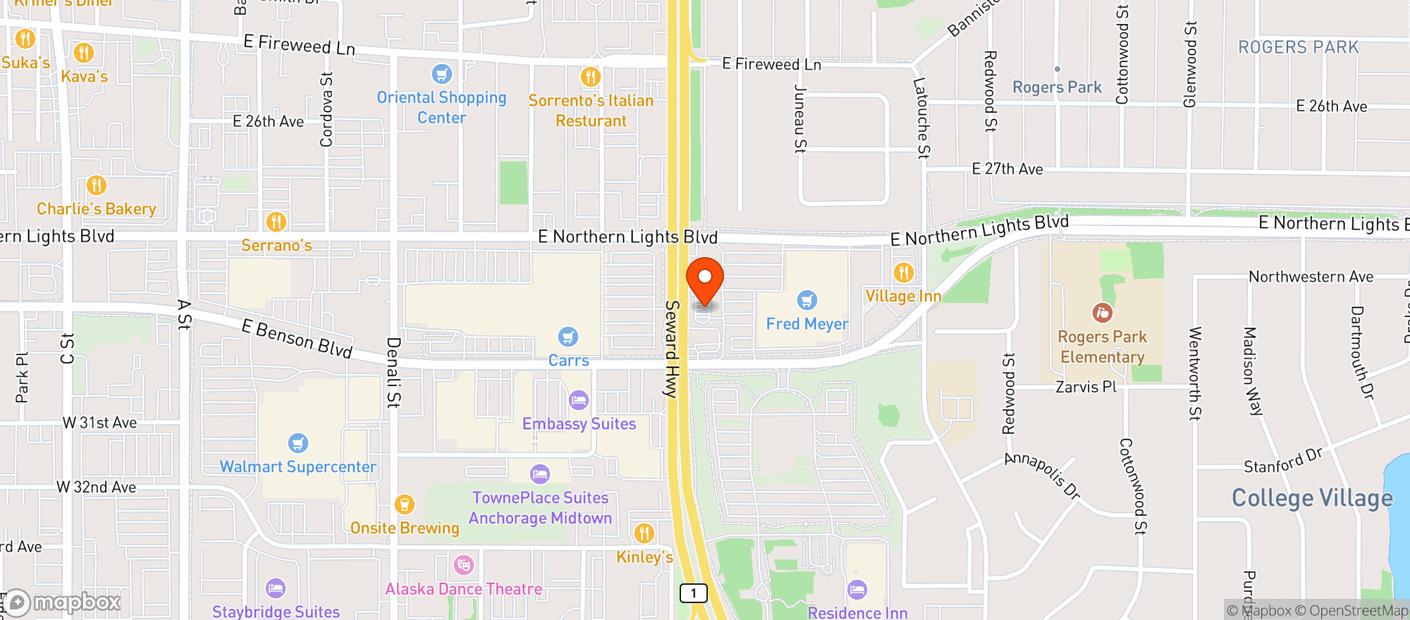 Map showing Fred Meyer Liquor Store