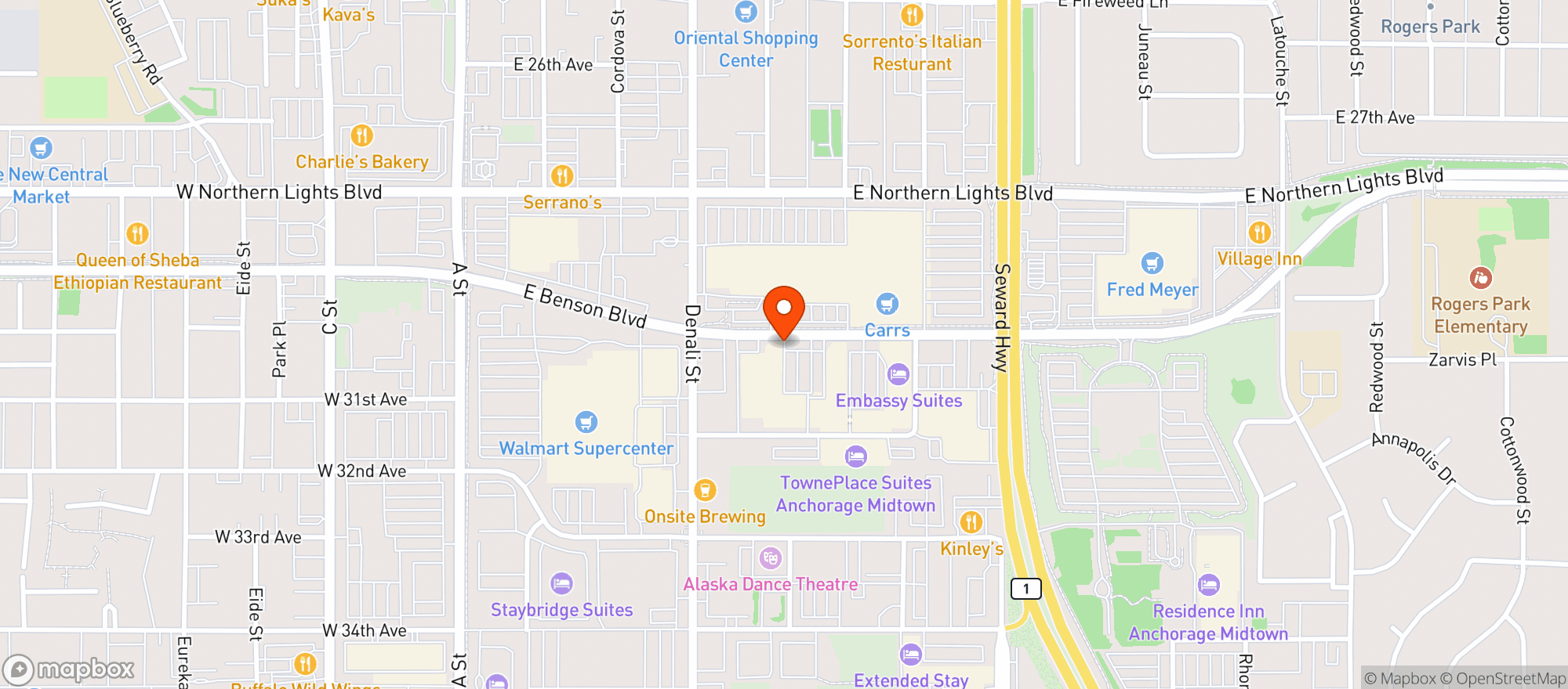 Map showing La Bodega