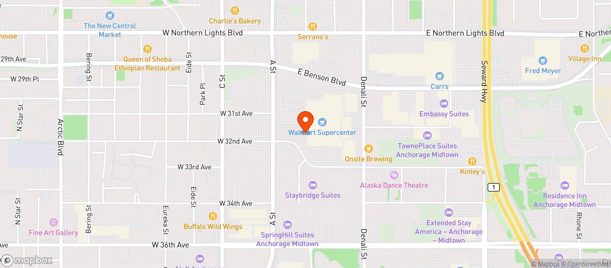 Map showing Walmart Supercenter Liquor Store