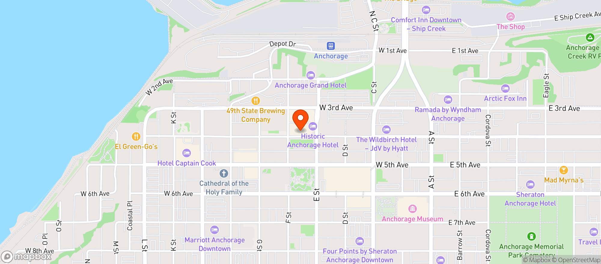 Map showing Serranos Mexican Grill