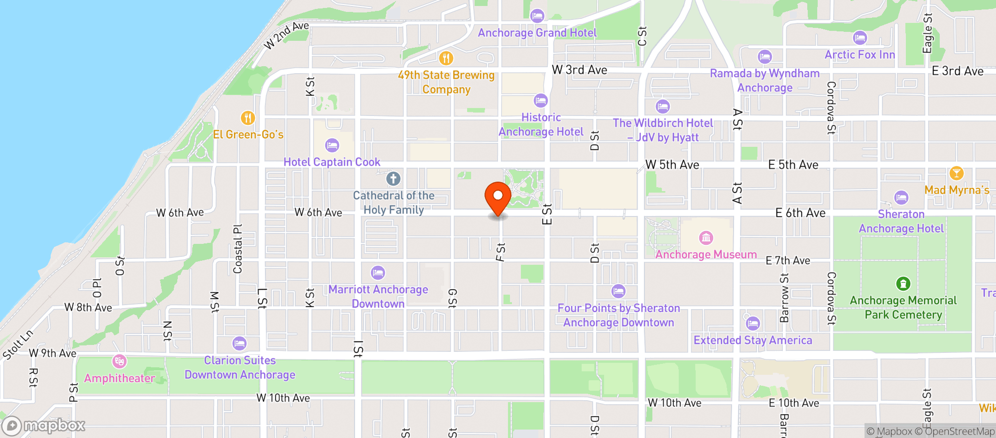 Map showing Flattop Pizza & Pool
