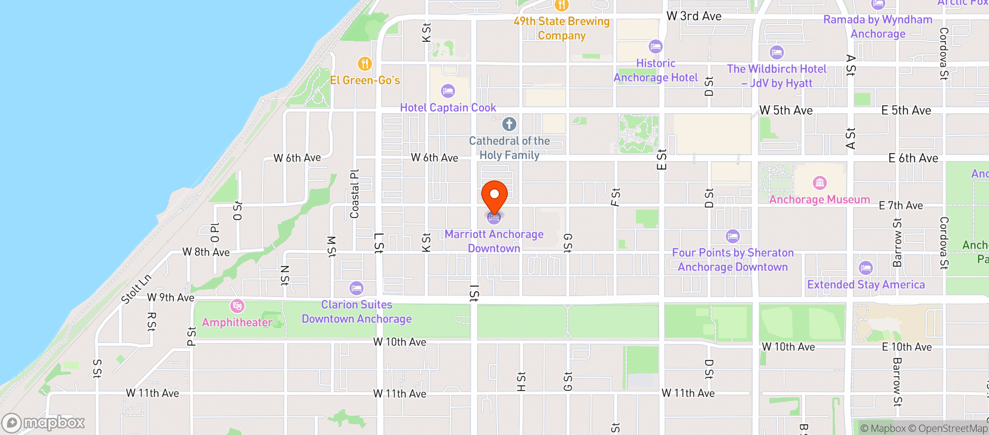 Map showing Marriott Anchorage Downtown