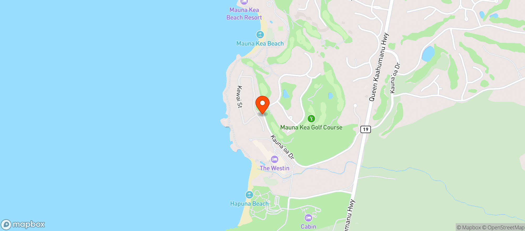 Map showing The Westin Hapuna Beach Resort