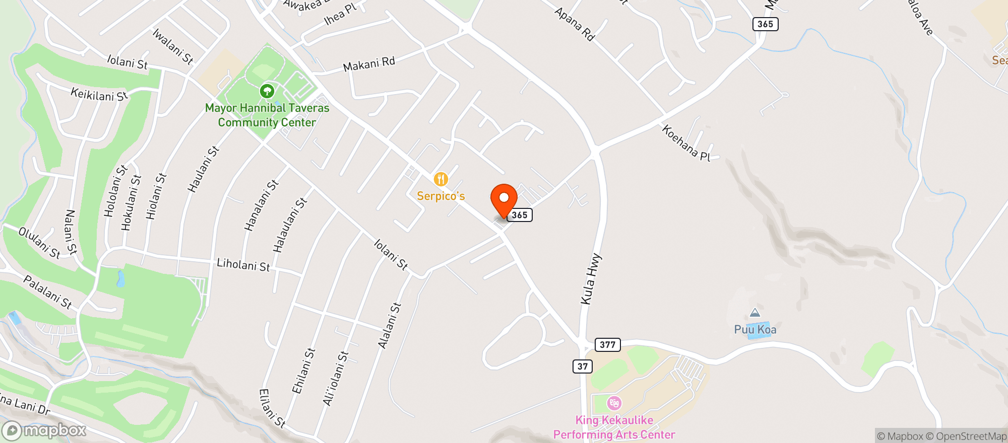 Map showing Pukalani Superette