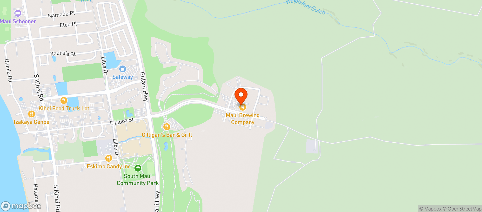 Map showing Maui Brewing Brewpub