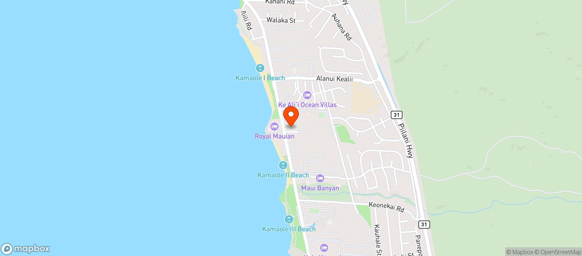 Map showing Cafe Olei Kihei