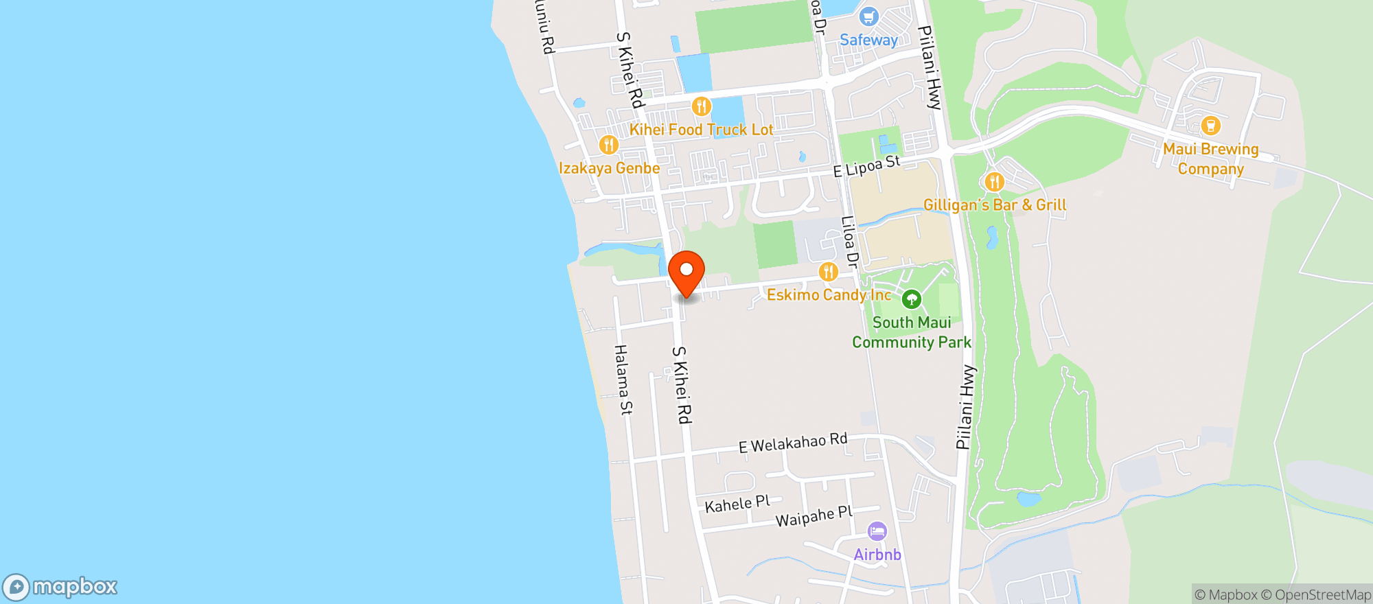 Map showing Pizza Madness Maui