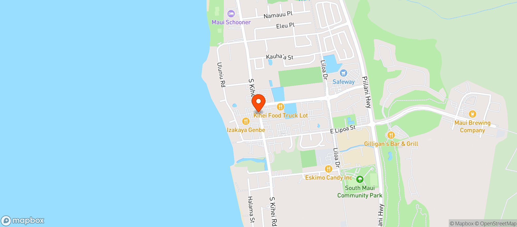 Map showing Nalu South Shore Grill