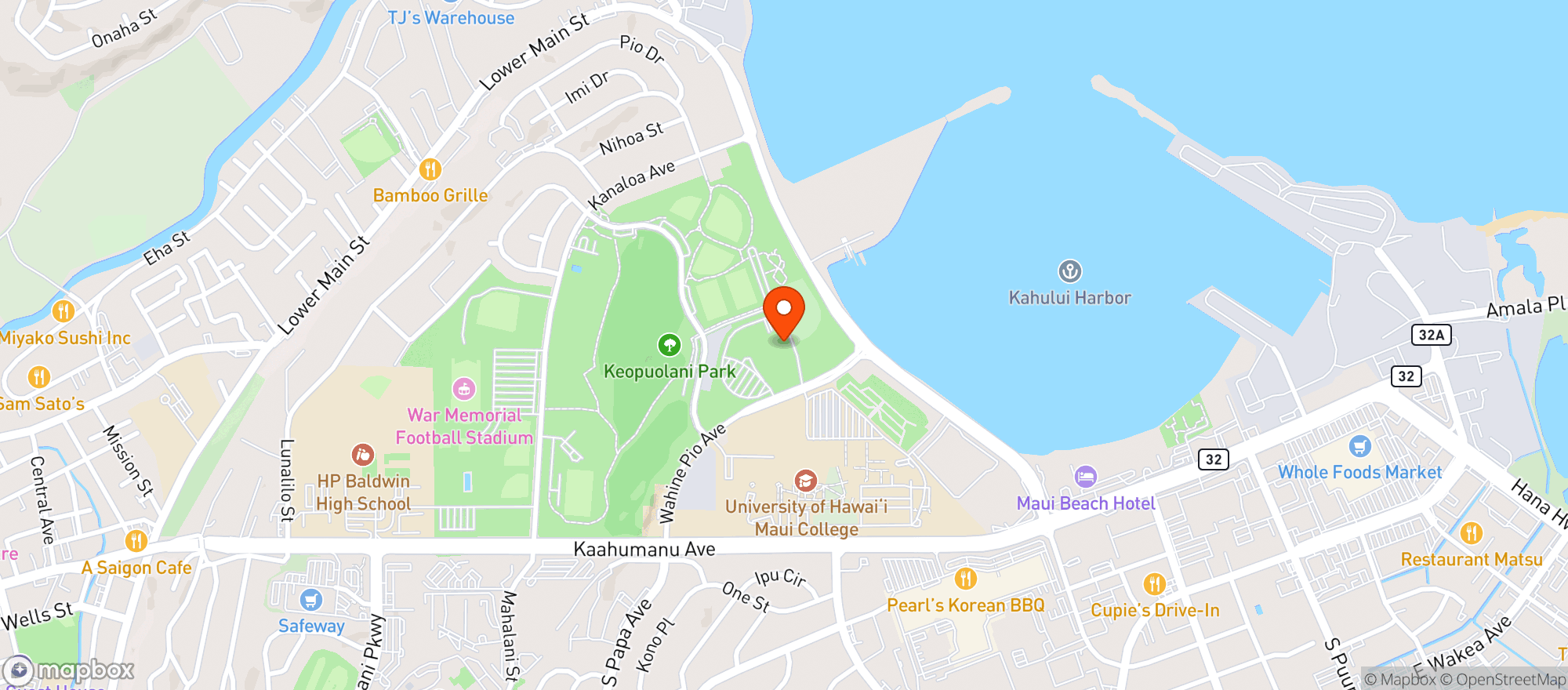 Map showing Maui Arts & Cultural Cent