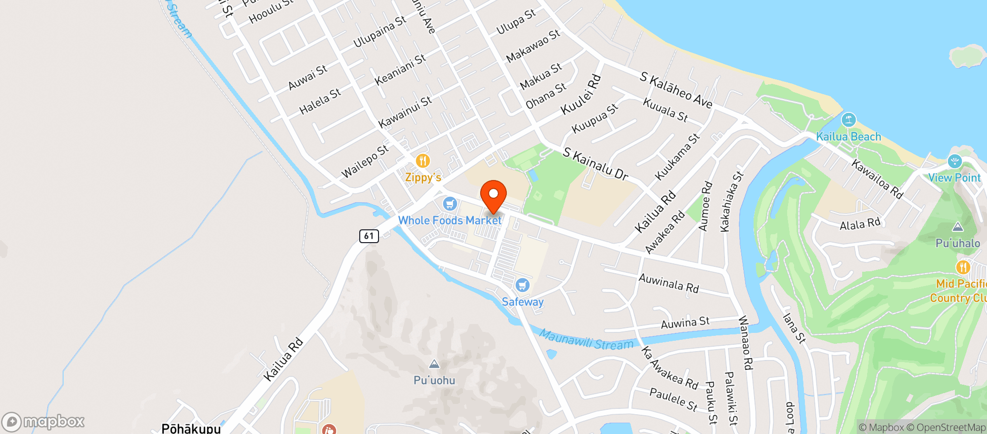 Map showing DOWN TO EARTH NATURAL FOODS (KAILUA)