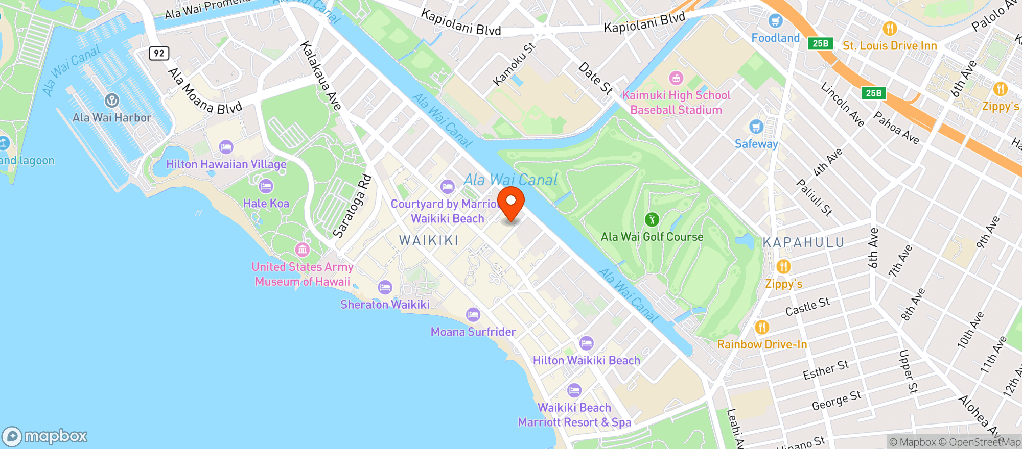 Map showing Whites Sands Hotel