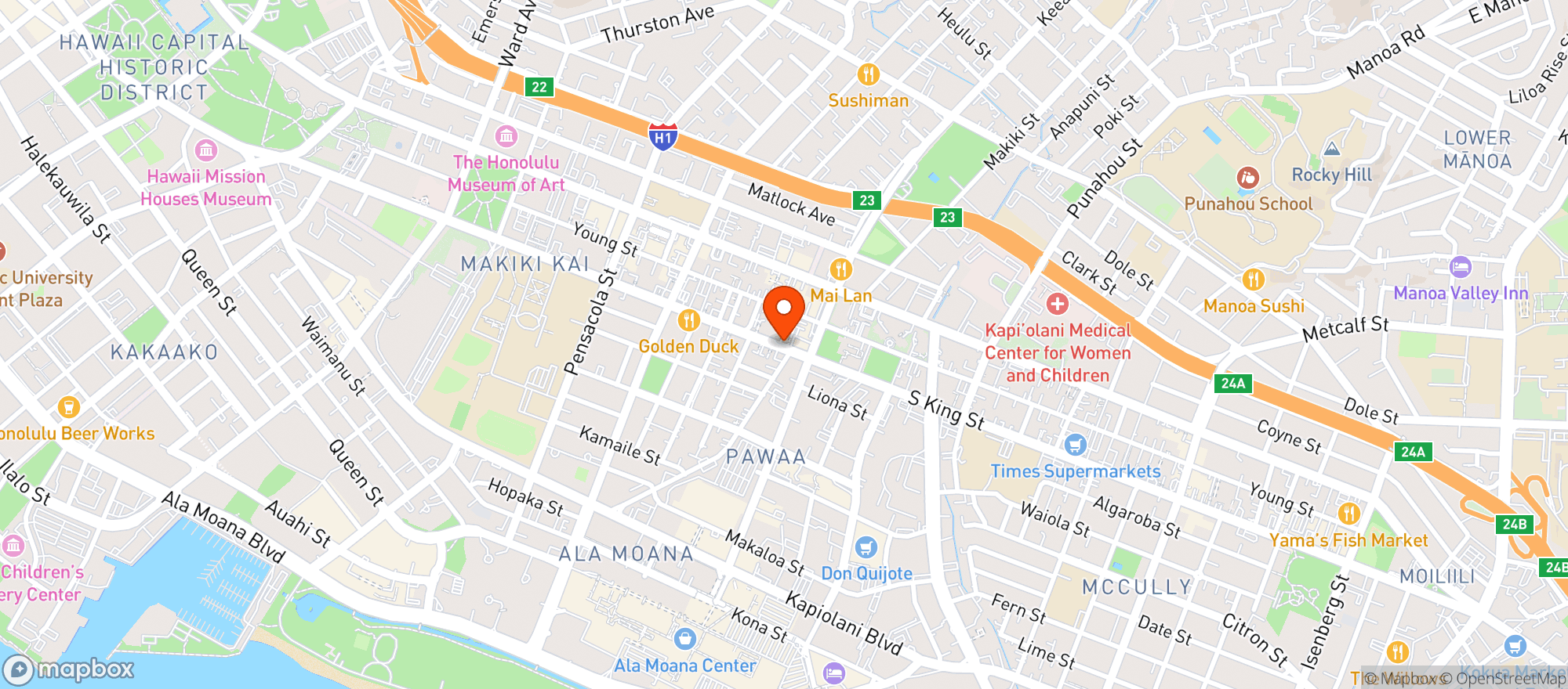 Map showing Club Splash
