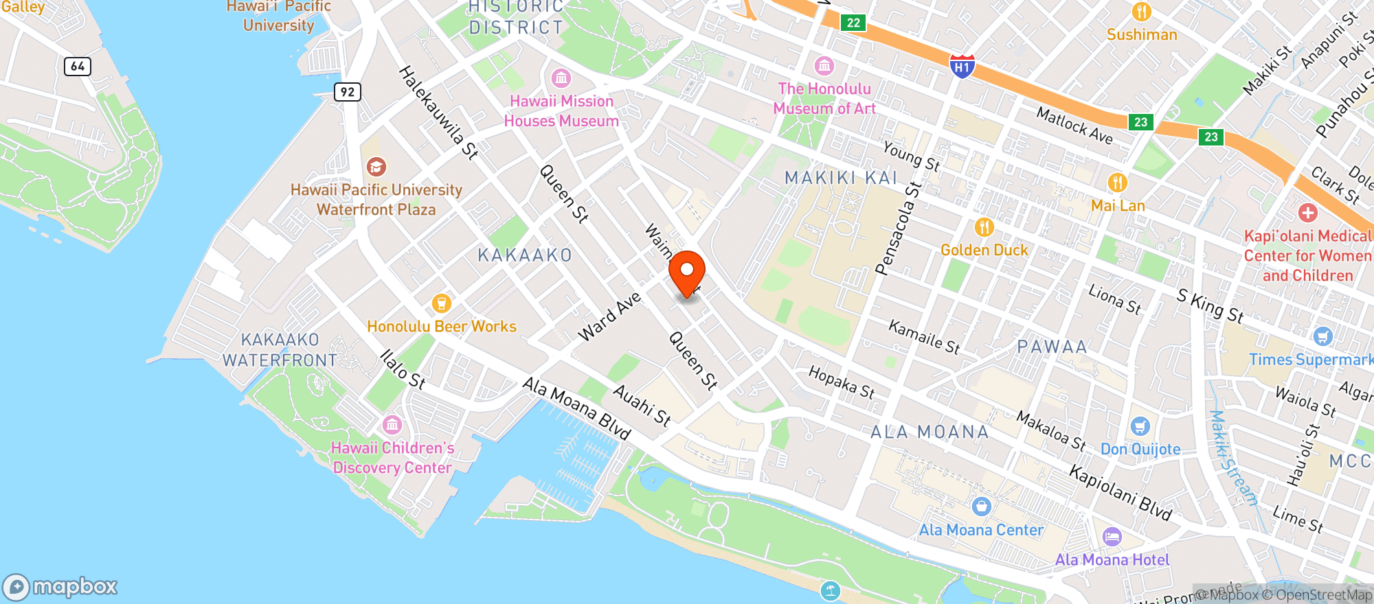 Map showing Hana Koa Brewing Co