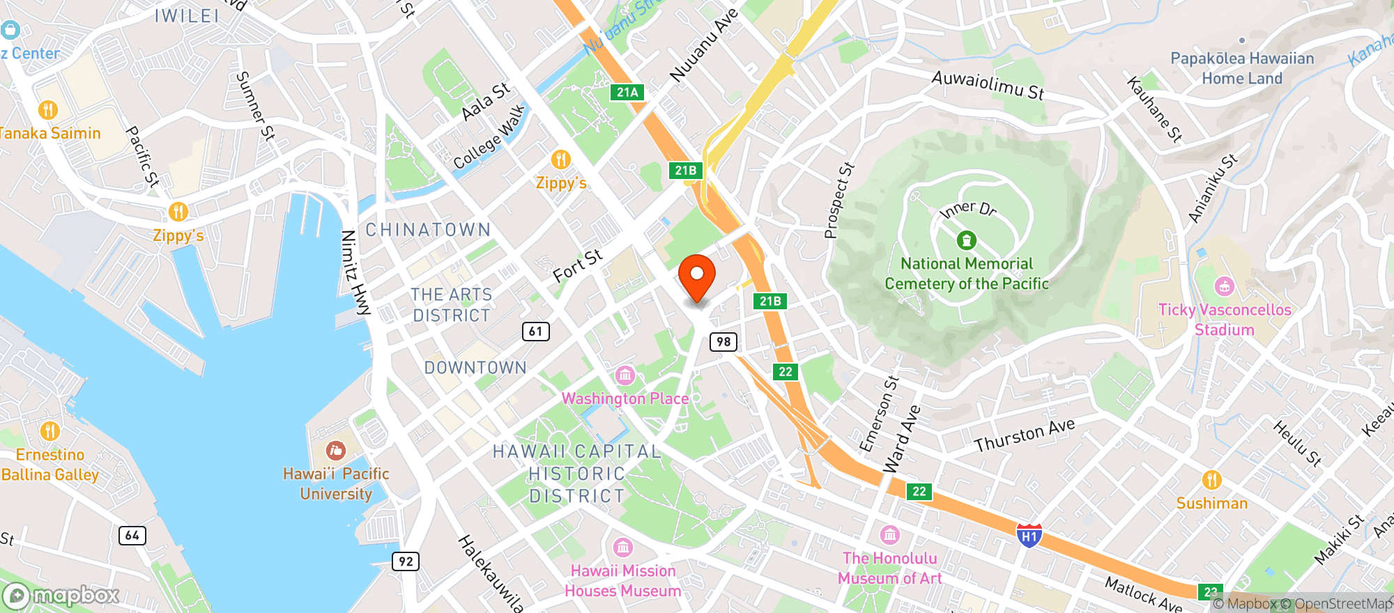 Map showing The Pacific Club