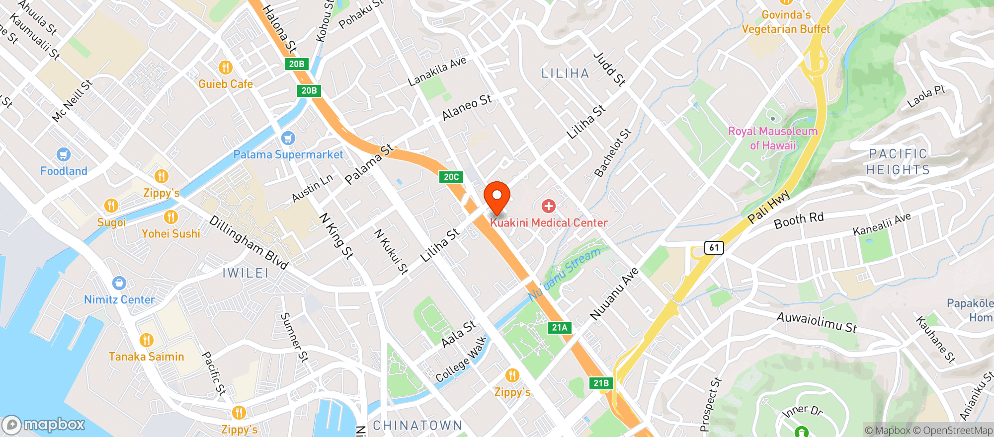 Map showing Foodland - Hi