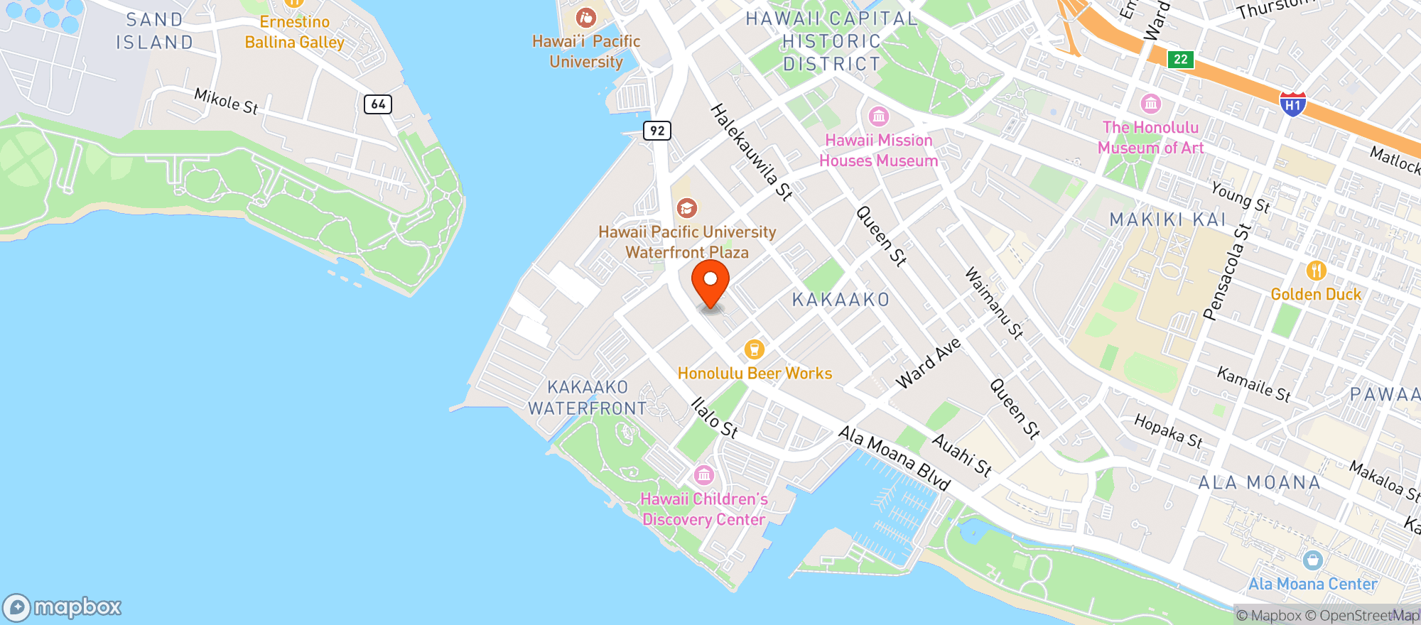 Map showing Moku Kitchen