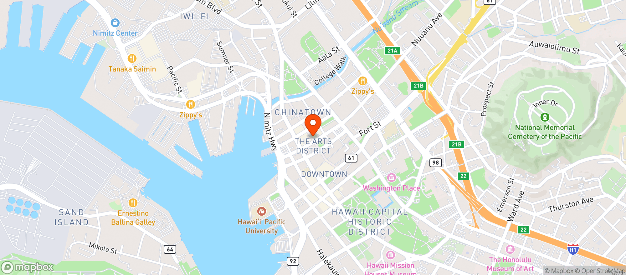 Map showing Pizza Mamo