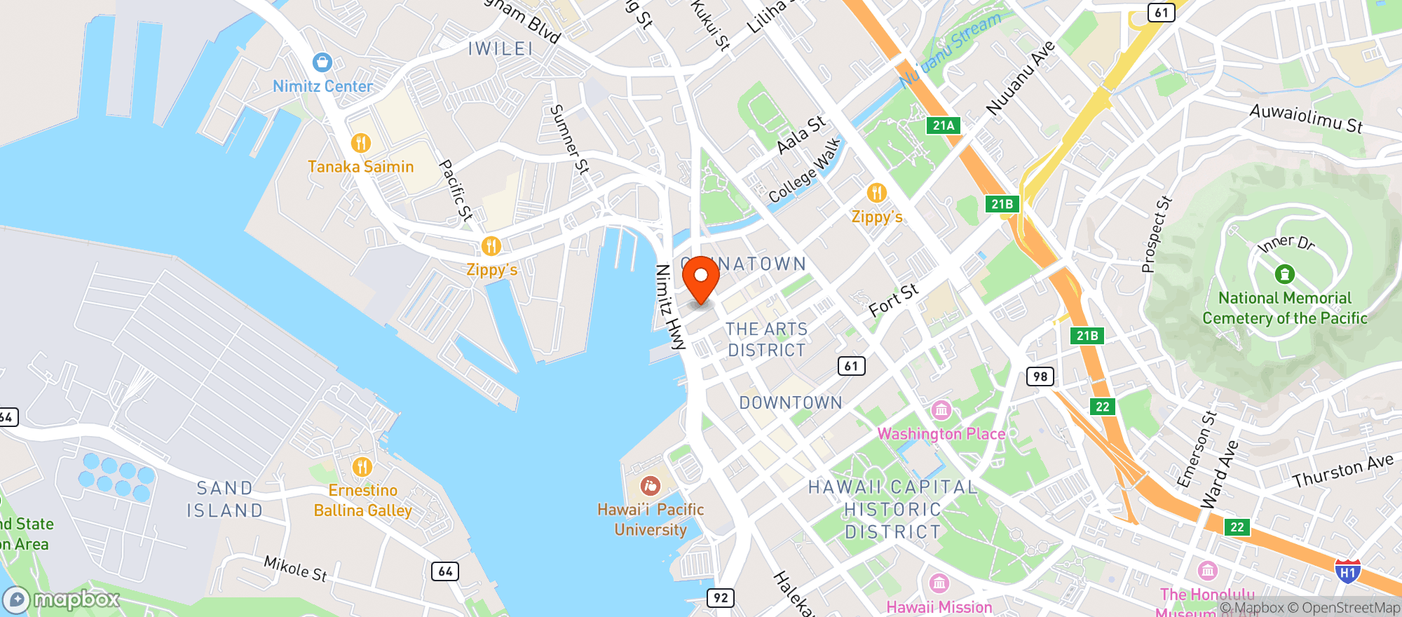 Map showing Hex + Rue Apothecary