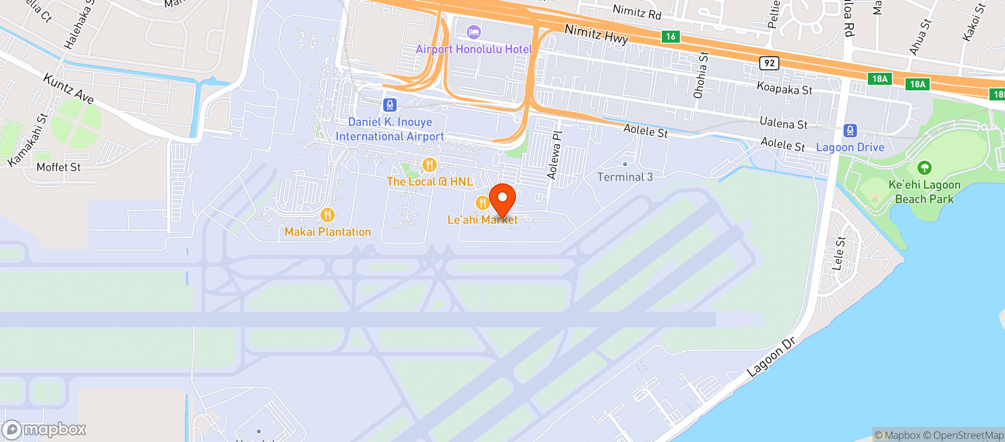 Map showing Hms Host At Hnl Airport