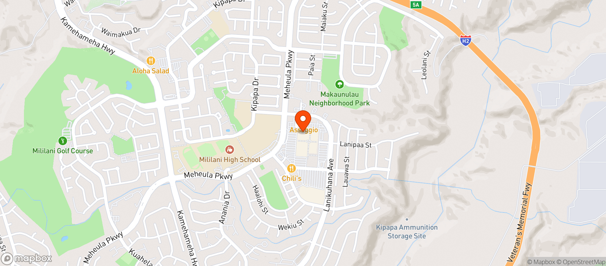 Map showing California Pizza Kitche #325