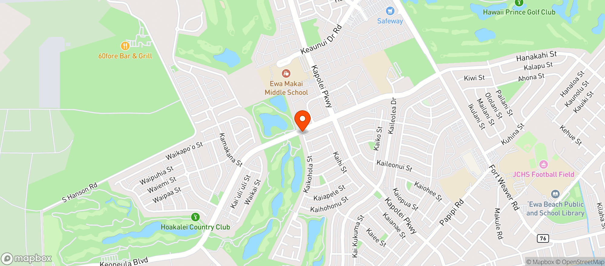 Map showing Hoakalei Country Club