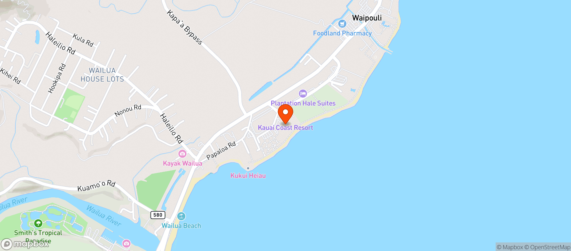 Map showing Hukilau Lanai