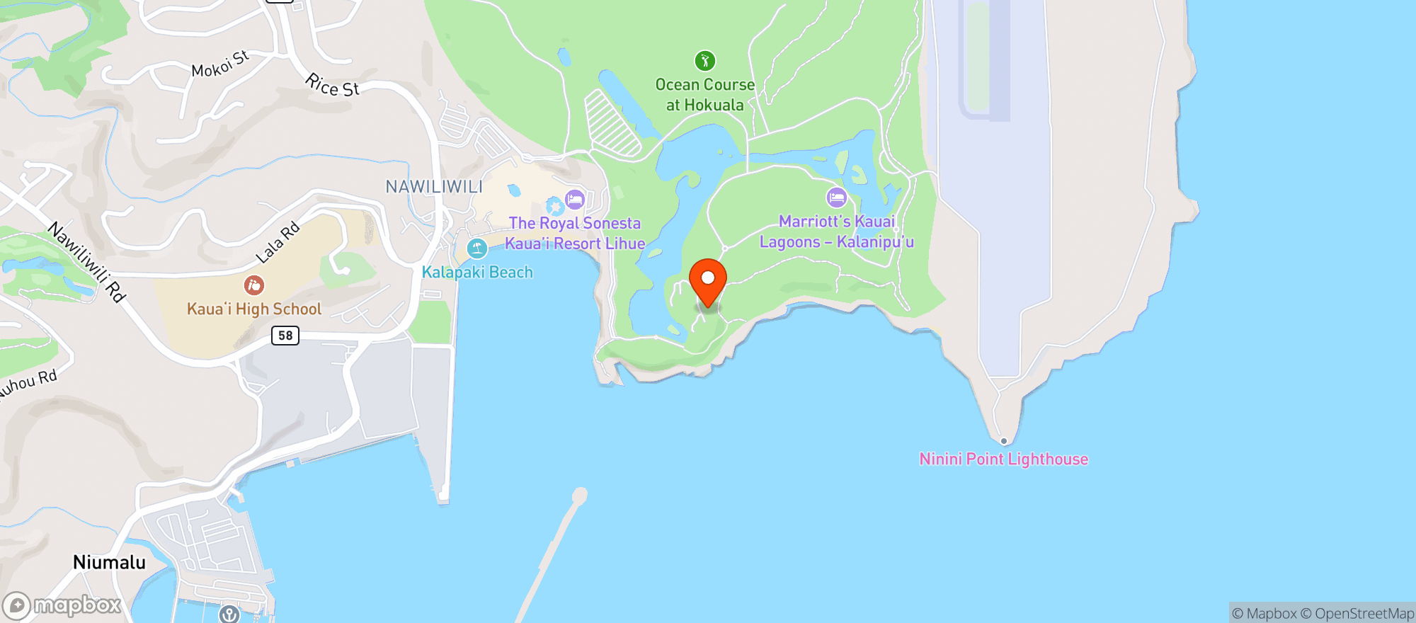 Map showing Timbers Kauai
