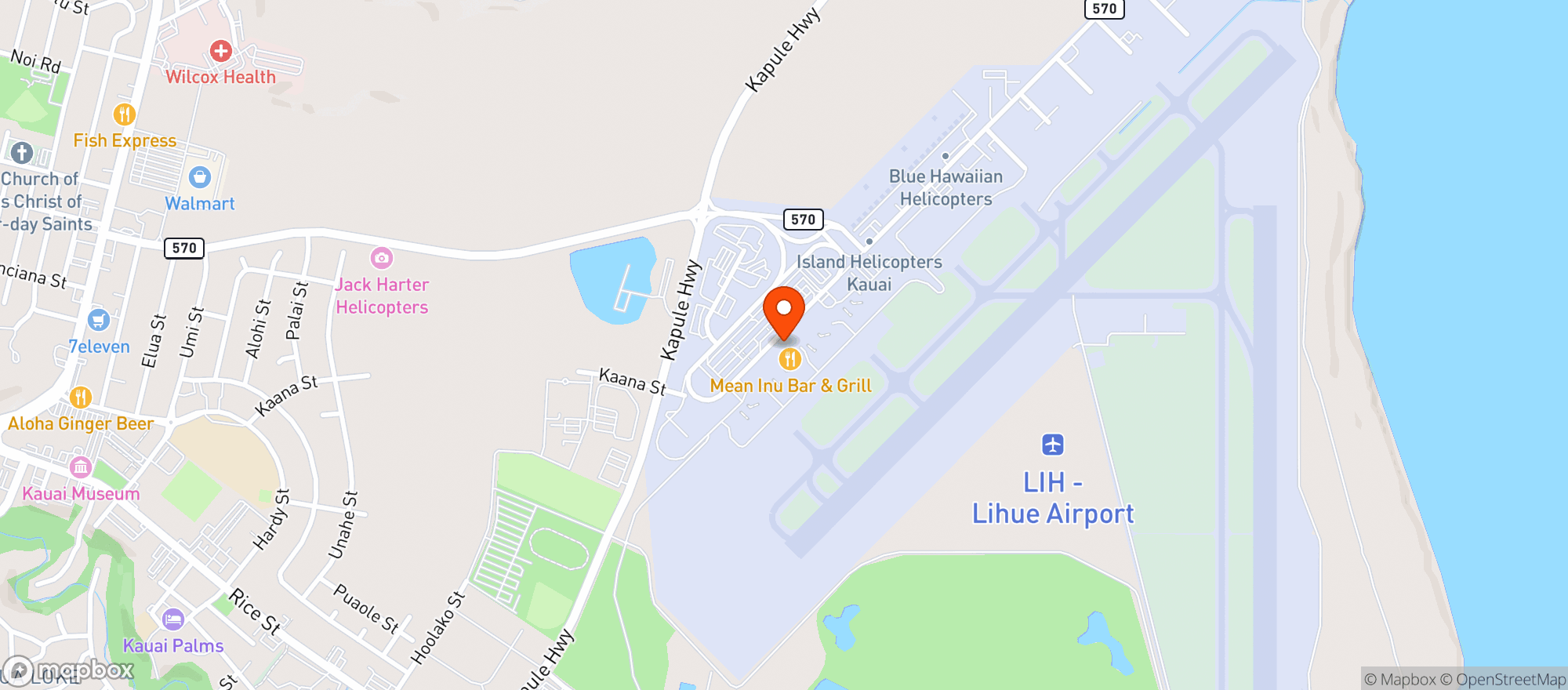 Map showing Mea Inu Grill & Bar