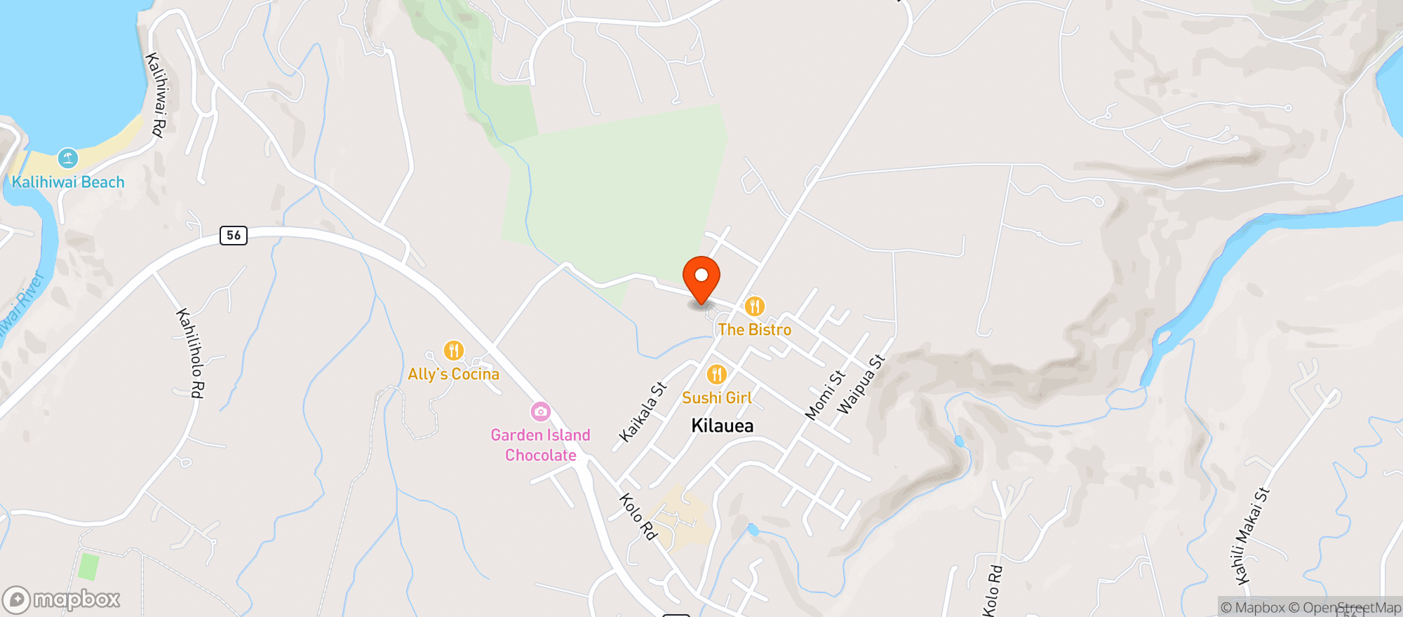Map showing Kilauea Market & Cafe