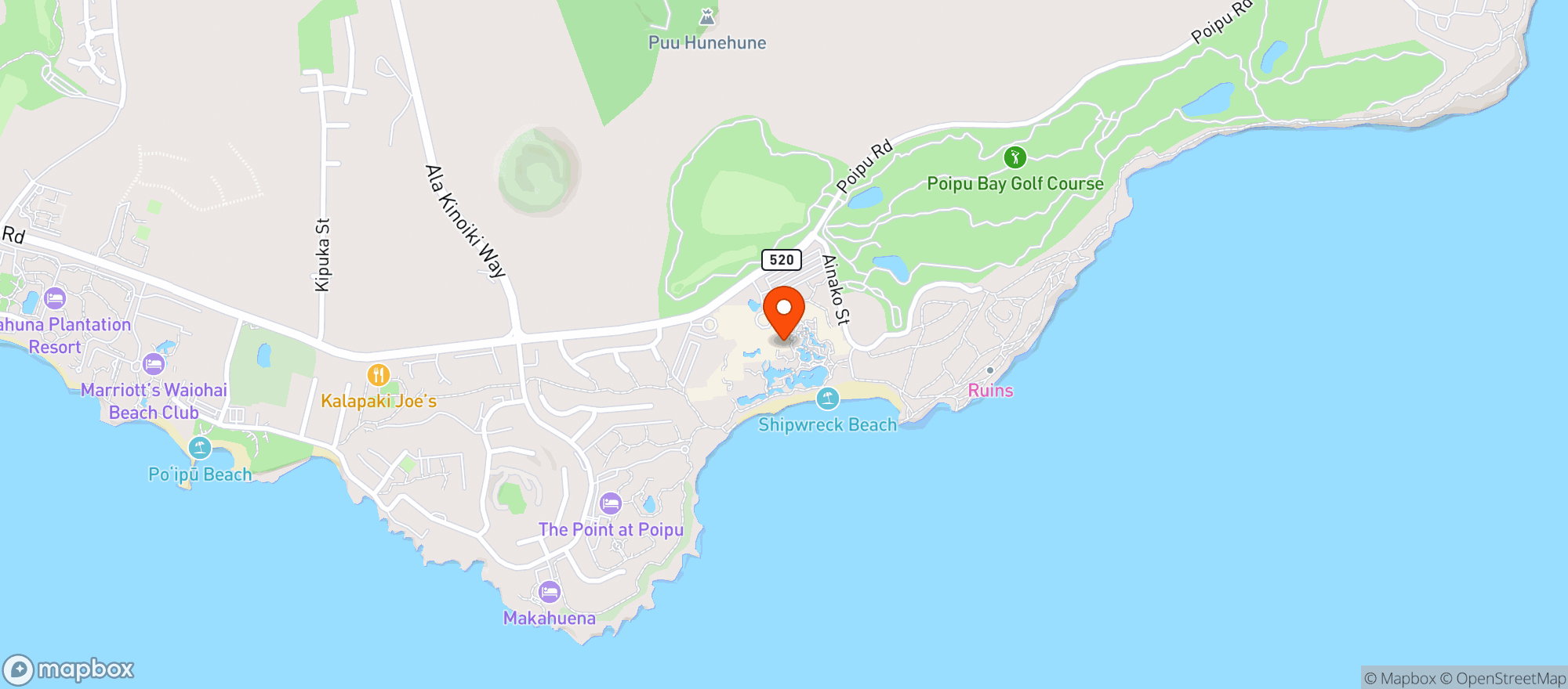Map showing Grand Hyatt Kauai Resort And Spa