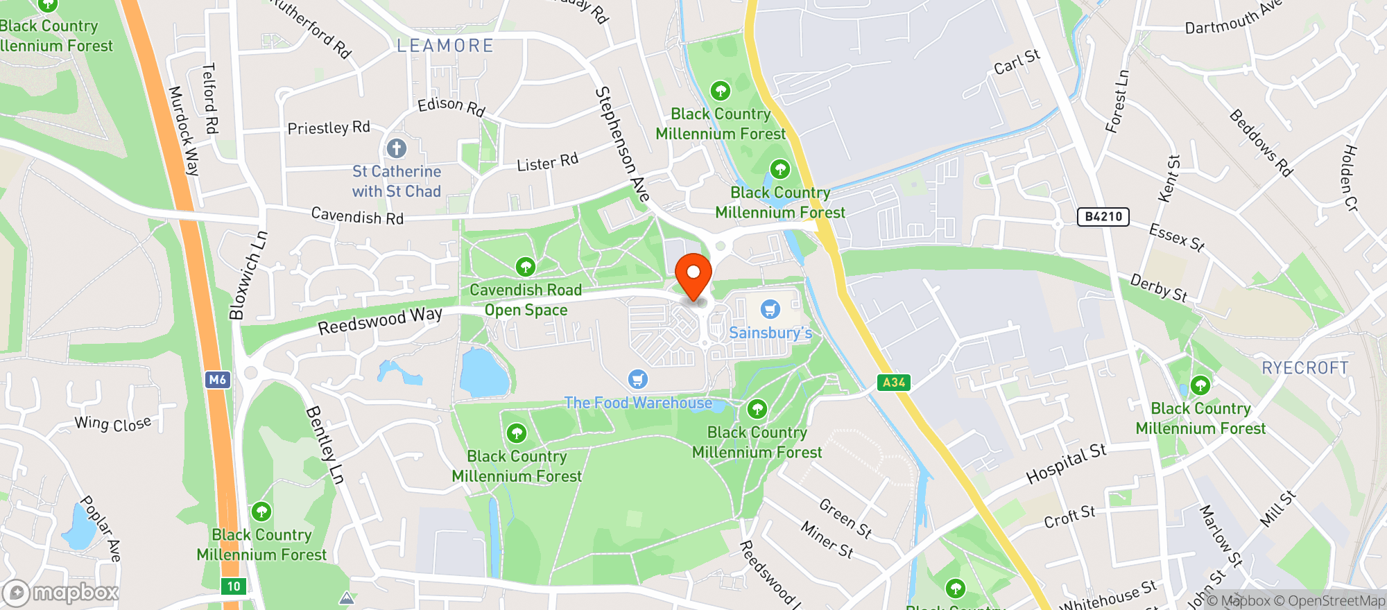 Map showing Sainsburys Reedswood
