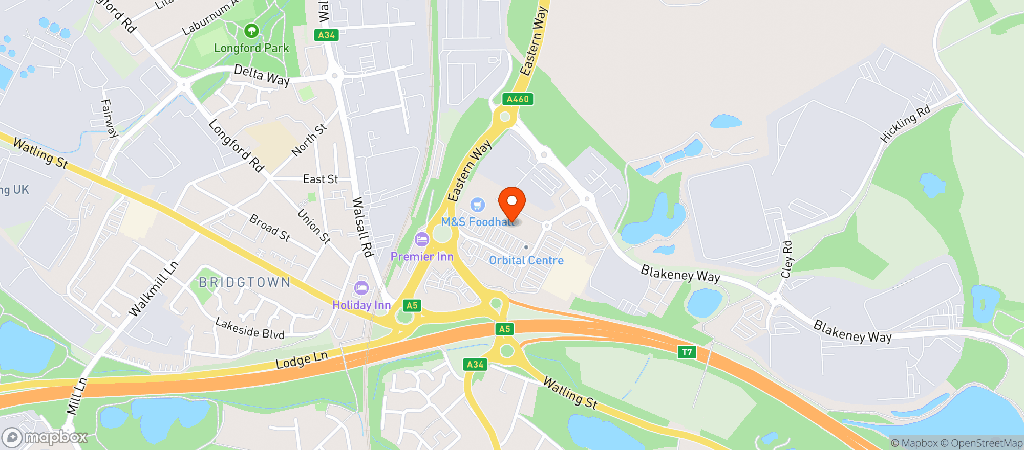 Map showing Sainsburys Cannock