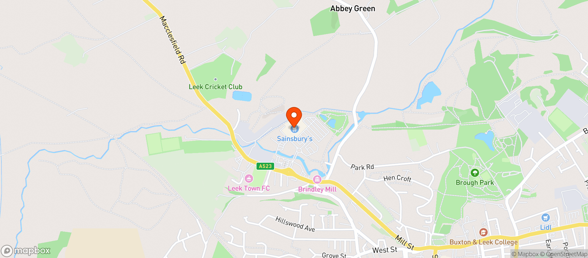 Map showing Sainsburys Leek