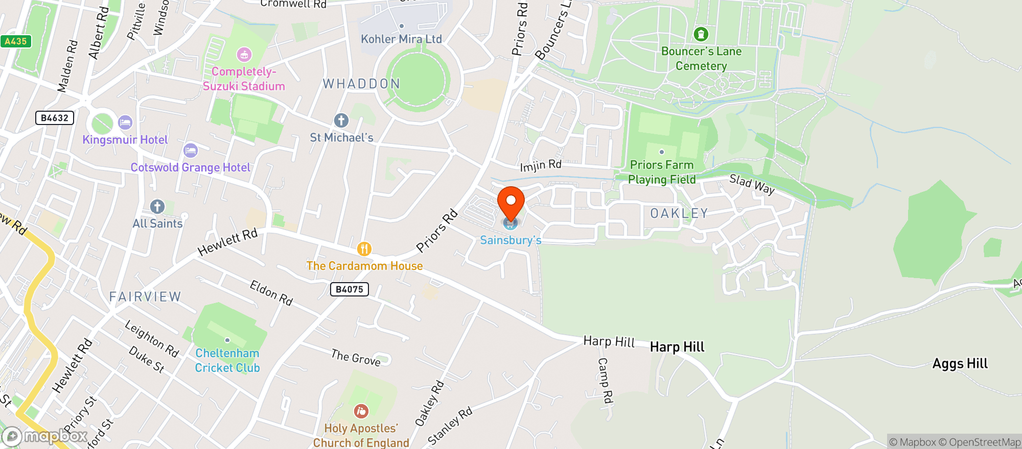 Map showing Sainsburys Oakley