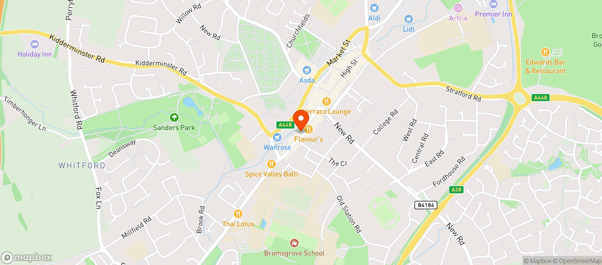 Map showing Bayleys of Bromsgrove